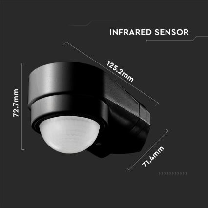 Infraröd utomhusrörelsesensor 240° 600W/230V IP65 svart