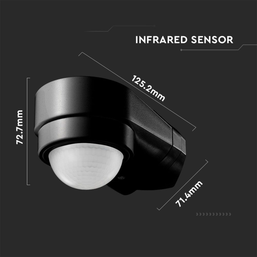 Infraröd utomhusrörelsesensor 240° 600W/230V IP65 svart
