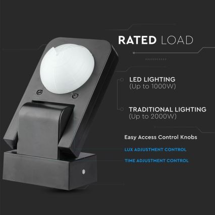 Infraröd utomhusrörelsesensor 360° 1000W/230V IP65 svart