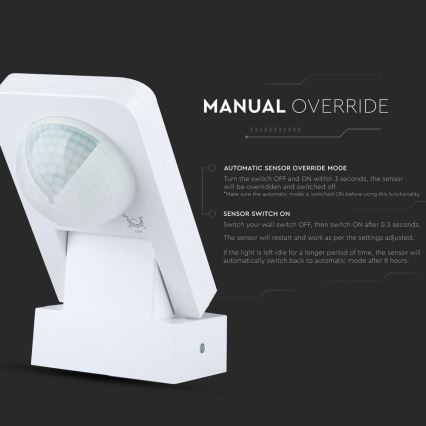 Infraröd utomhusrörelsesensor 360° 1000W/230V IP65 vit