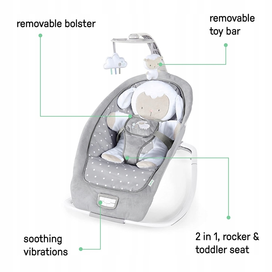 Ingenuity - Babygunga med melodi CUDDLE LAMB 3xLR14