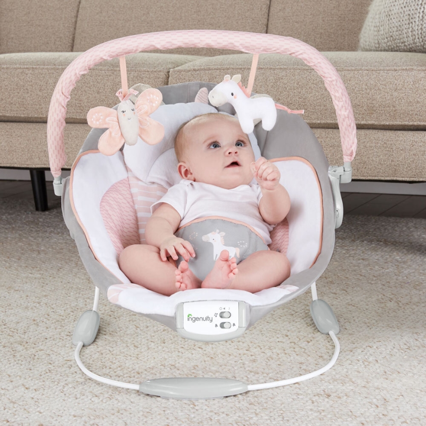 Ingenuity - Vibrerande babysitter med musik FLORA THE UNICORN 3xC