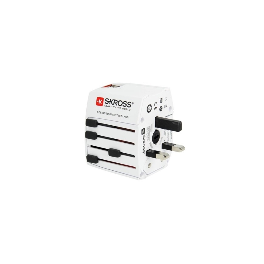 Internationell reseadapter 230V + 2x USB port