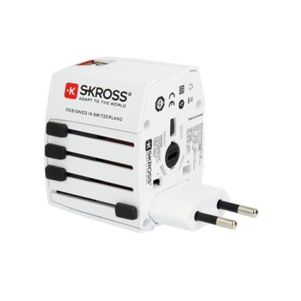 Internationell reseadapter 230V + 2x USB port