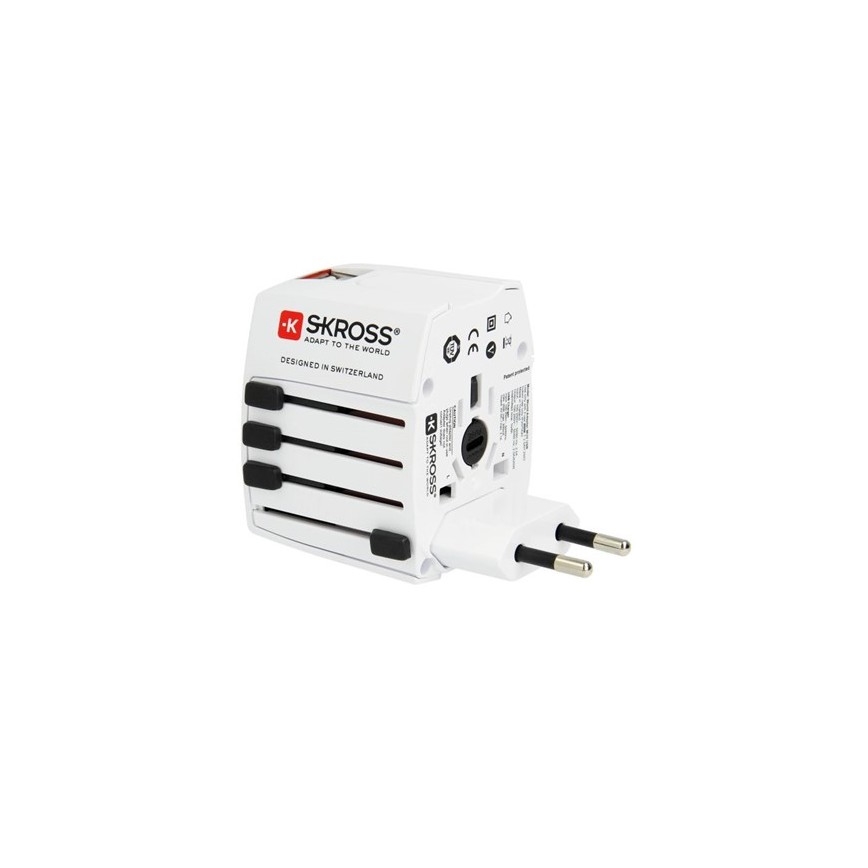 Internationell reseadapter 230V + 2x USB port