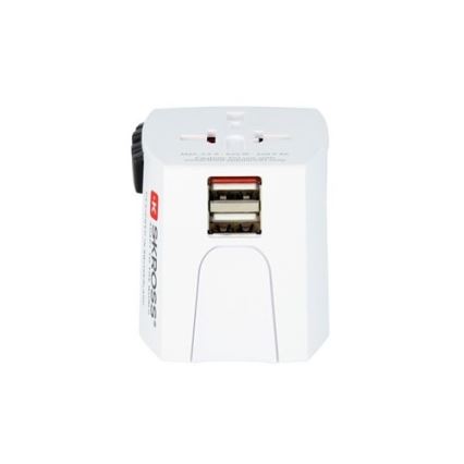 Internationell reseadapter 230V + 2x USB port