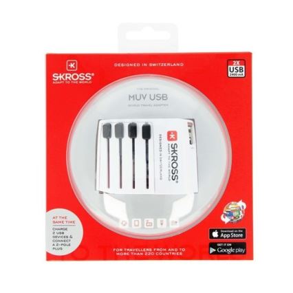 Internationell reseadapter 230V + 2x USB port