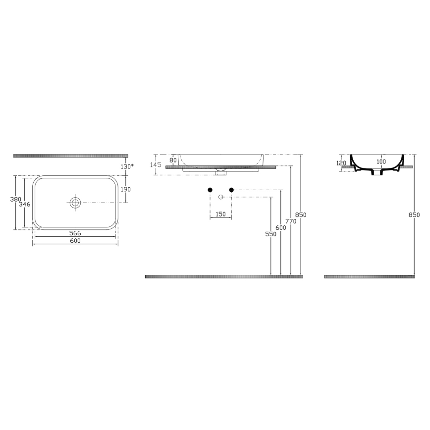 Isvea - Ovanpåliggande tvättställ AQUA 60x38 cm keramik/vit