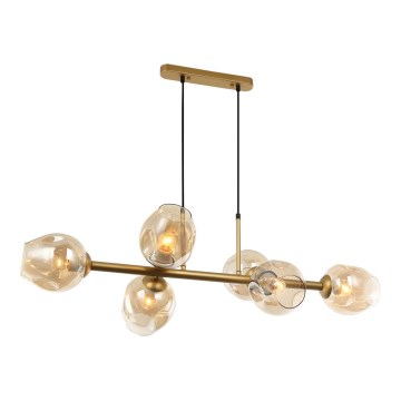 ITALUX - Ljuskrona med textilsladd BORGO 6xE27/40W/230V guld