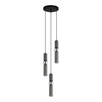 ITALUX - Ljuskrona med textilsladd ISIDORA 3xGU10/25W/230V antracit/krom