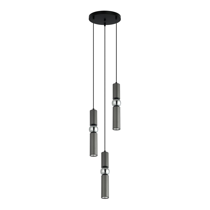 ITALUX - Ljuskrona med textilsladd ISIDORA 3xGU10/25W/230V antracit/krom