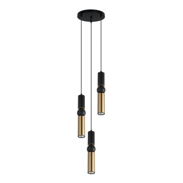ITALUX - Ljuskrona med textilsladd ISIDORA 3xGU10/25W/230V svart/brons