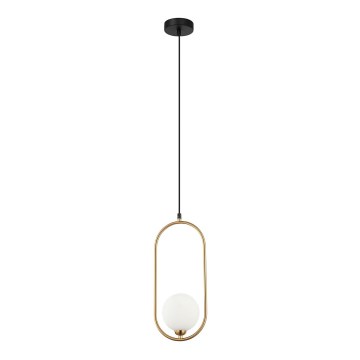 ITALUX - Ljuskrona med textilsladd LUPUS 1xG9/25W/230V svart/guld