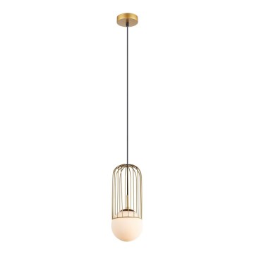 ITALUX - Ljuskrona med textilsladd MATTY 1xE27/40W/230V diameter 15 cm guld