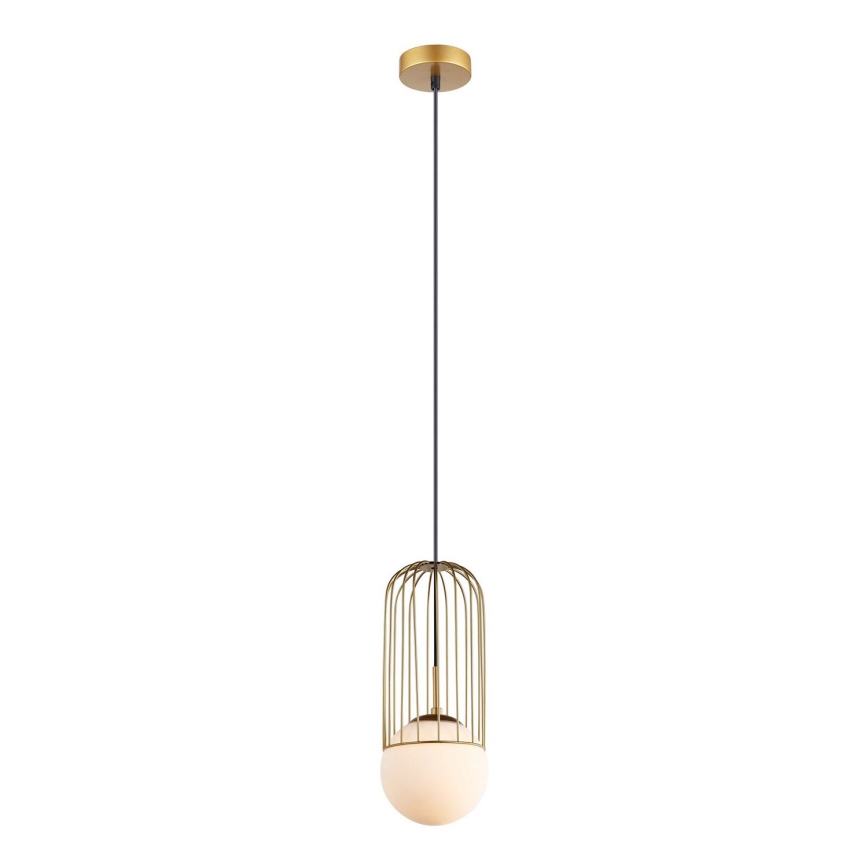 ITALUX - Ljuskrona med textilsladd MATTY 1xE27/40W/230V diameter 15 cm guld