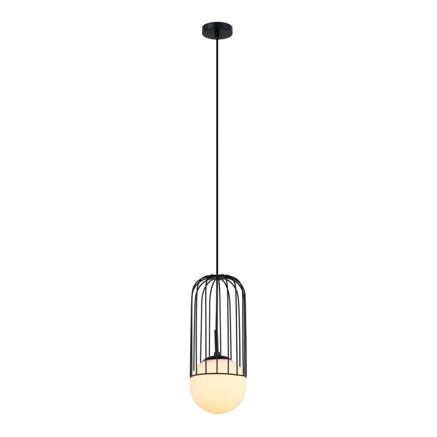 ITALUX - Ljuskrona med textilsladd MATTY 1xE27/40W/230V diameter 15 cm svart
