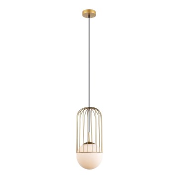 ITALUX - Ljuskrona med textilsladd MATTY 1xE27/40W/230V diameter 20 cm guld