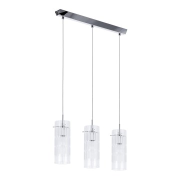 ITALUX - Ljuskrona med textilsladd MAX 3xE27/60W/230V skinande krom/genomskinlig