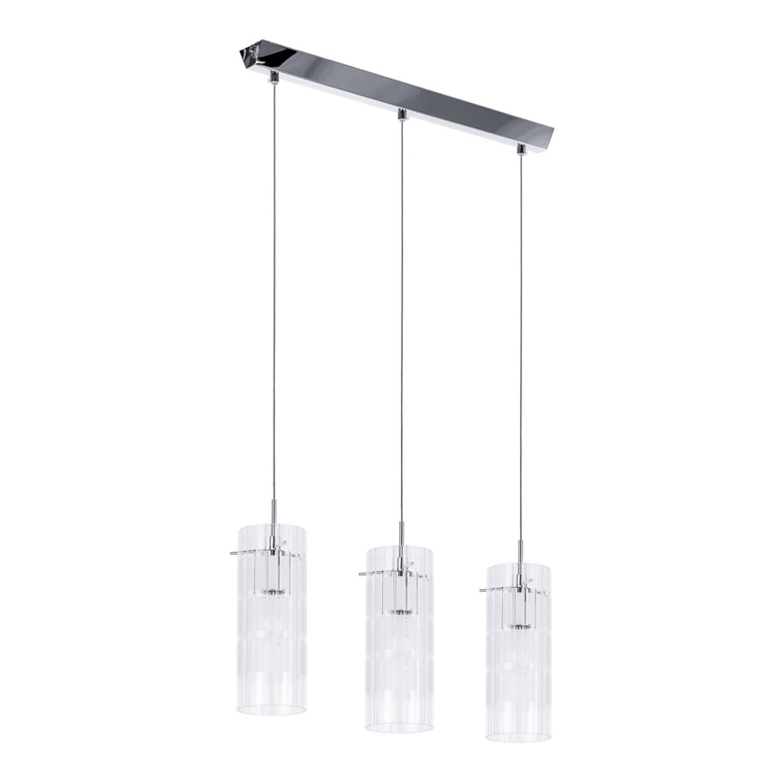 ITALUX - Ljuskrona med textilsladd MAX 3xE27/60W/230V skinande krom/genomskinlig
