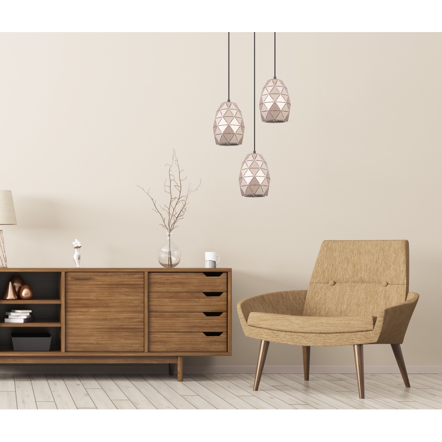 ITALUX - Ljuskrona med textilsladd HARLEY 3xE27/40W/230V rose gold