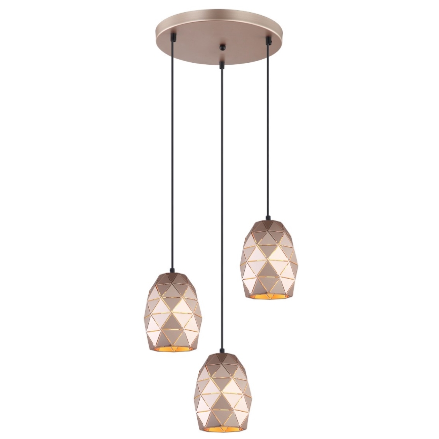 ITALUX - Ljuskrona med textilsladd HARLEY 3xE27/40W/230V rose gold