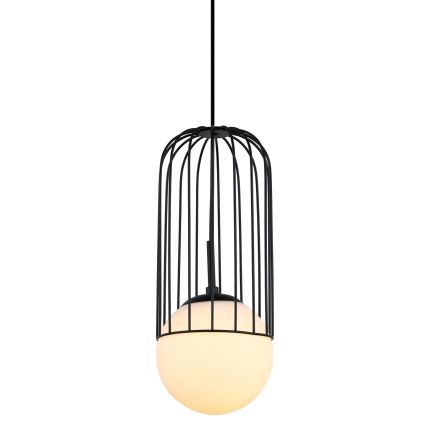 ITALUX - Ljuskrona med textilsladd MATTY 1xE27/40W/230V diameter 15 cm svart