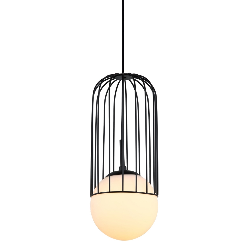 ITALUX - Ljuskrona med textilsladd MATTY 1xE27/40W/230V diameter 15 cm svart