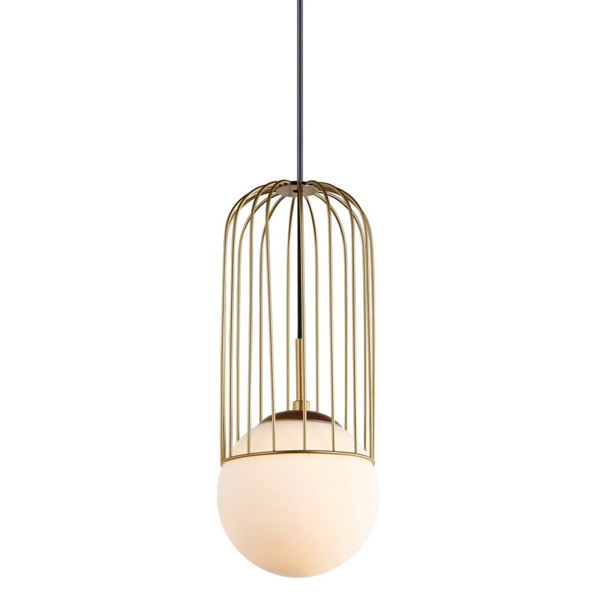 ITALUX - Ljuskrona med textilsladd MATTY 1xE27/40W/230V diameter 15 cm guld