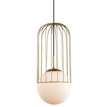ITALUX - Ljuskrona med textilsladd MATTY 1xE27/40W/230V diameter 20 cm guld