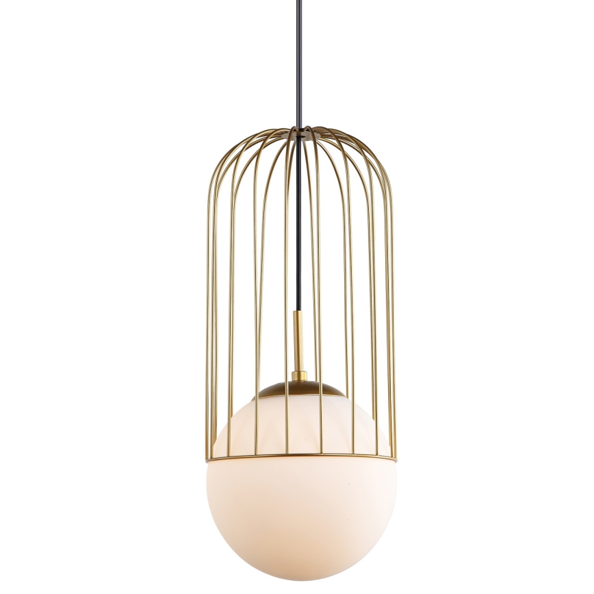 ITALUX - Ljuskrona med textilsladd MATTY 1xE27/40W/230V diameter 20 cm guld