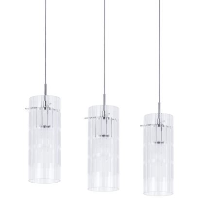 ITALUX - Ljuskrona med textilsladd MAX 3xE27/60W/230V skinande krom/genomskinlig