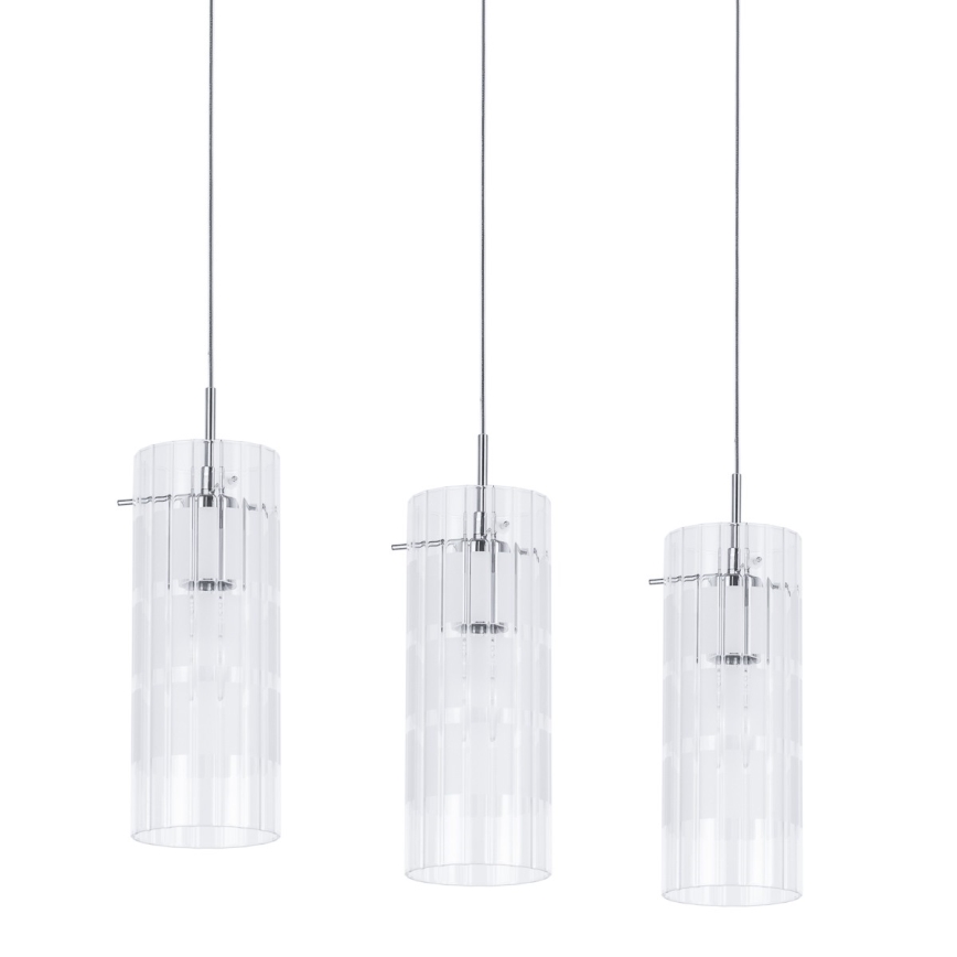 ITALUX - Ljuskrona med textilsladd MAX 3xE27/60W/230V skinande krom/genomskinlig