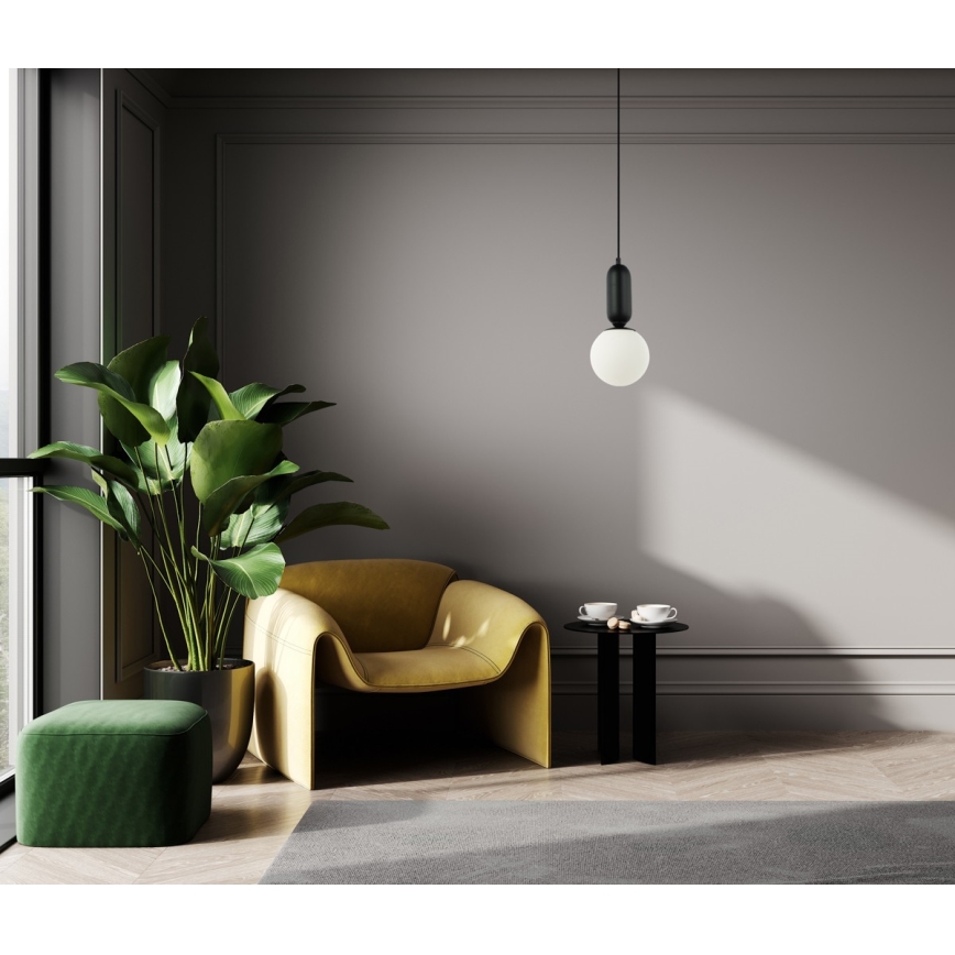 ITALUX - Ljuskrona med textilsladd ALDEVA 1xE27/40W/230V diameter 15 cm svart