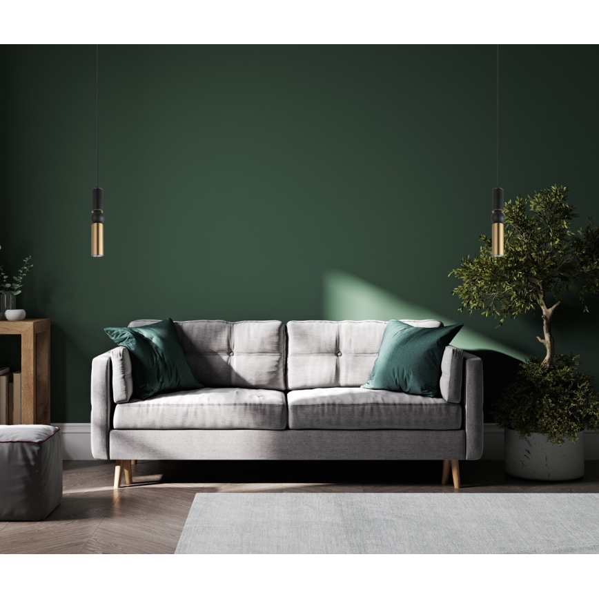 ITALUX - Ljuskrona med textilsladd ISIDORA 1xGU10/25W/230V svart/brons