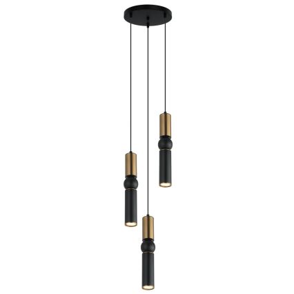 ITALUX - Ljuskrona med textilsladd ISIDORA 3xGU10/25W/230V svart/brons