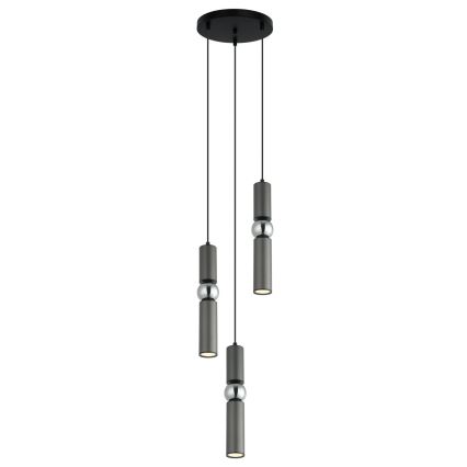 ITALUX - Ljuskrona med textilsladd ISIDORA 3xGU10/25W/230V antracit/krom