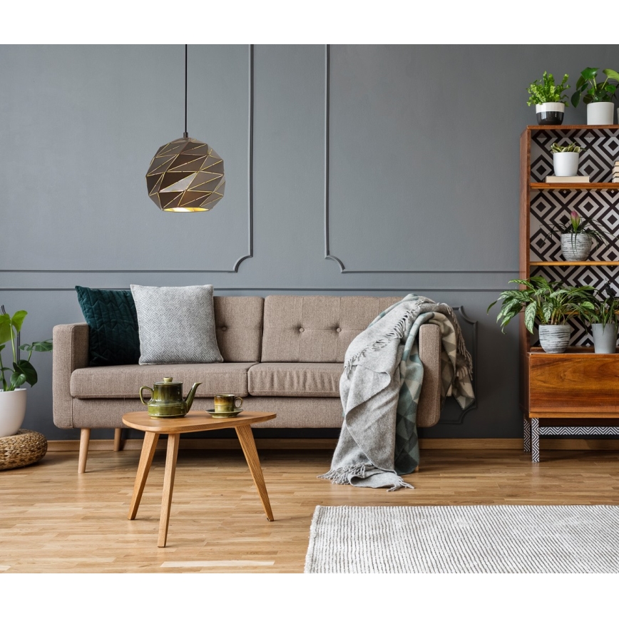 ITALUX - Ljuskrona med textilsladd PALERMO 1xE27/40W/230V diameter 32 cm antracit
