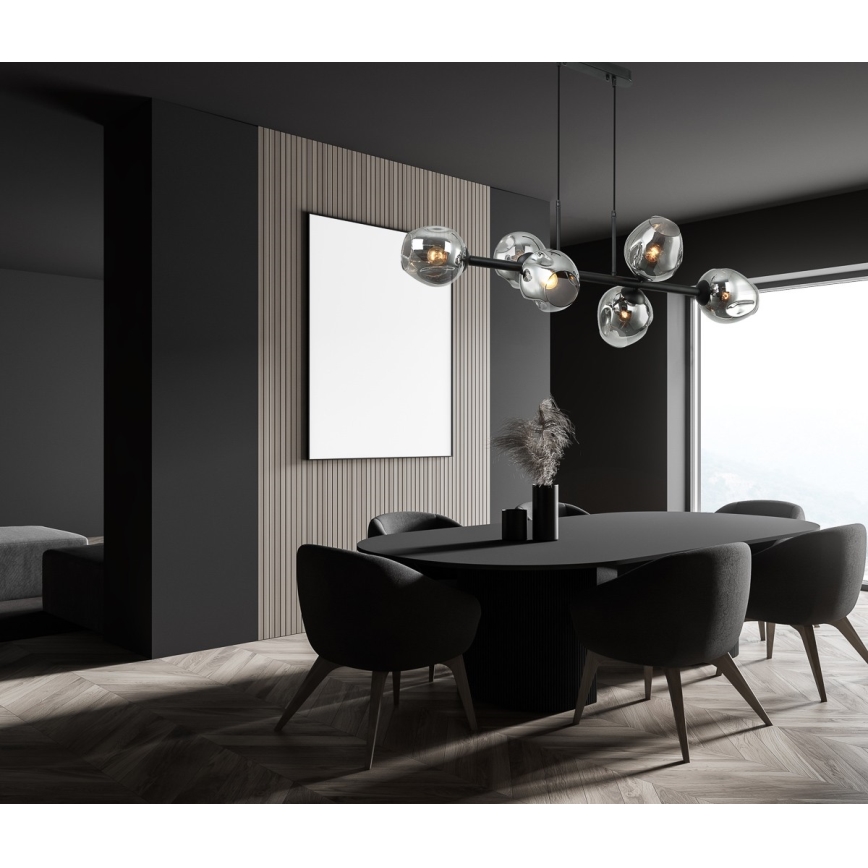 ITALUX - Ljuskrona med textilsladd BORGO 6xE27/40W/230V svart