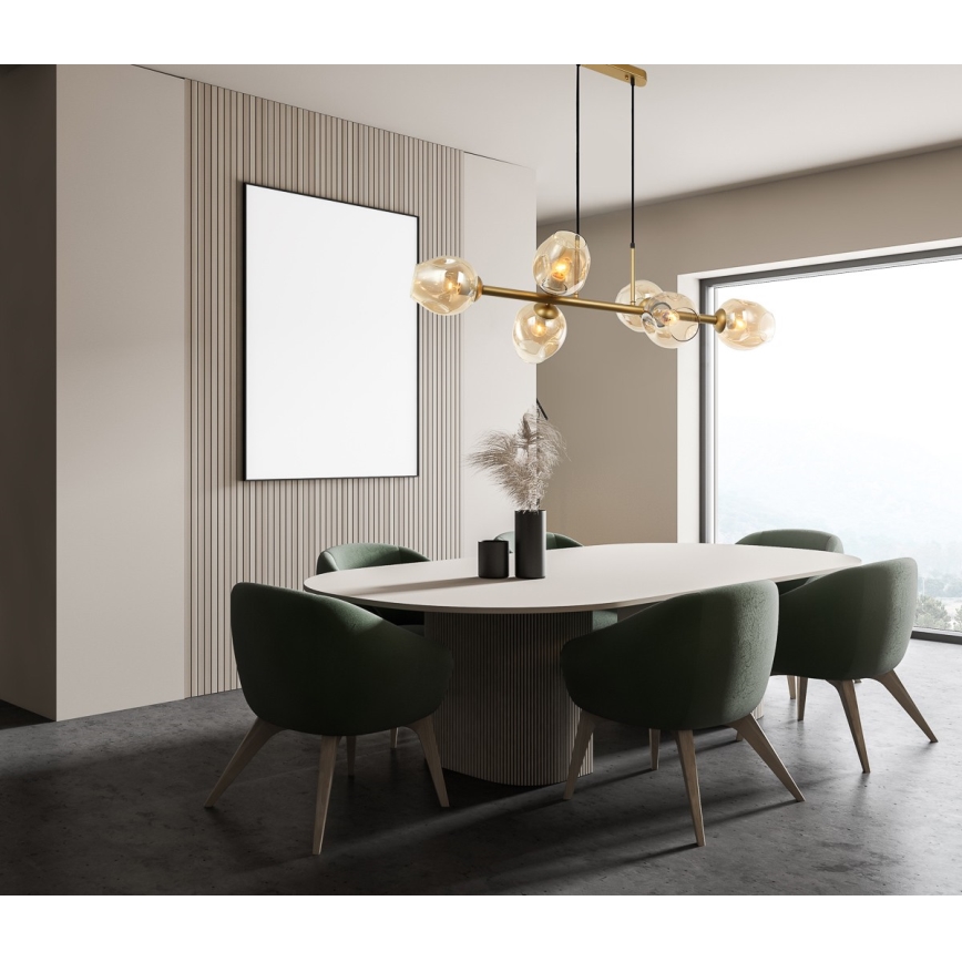 ITALUX - Ljuskrona med textilsladd BORGO 6xE27/40W/230V guld