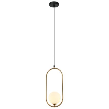 ITALUX - Ljuskrona med textilsladd LUPUS 1xG9/25W/230V svart/guld