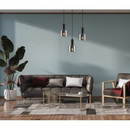 ITALUX - Ljuskrona med textilsladd SANTIA 1xE27/40W/230V svart