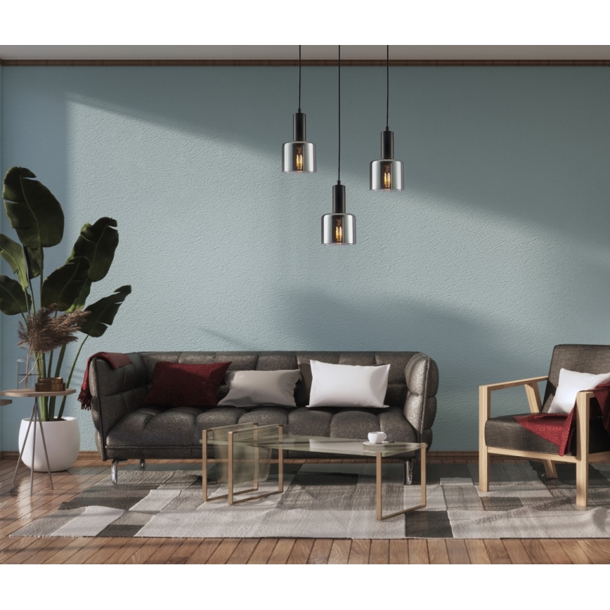 ITALUX - Ljuskrona med textilsladd SANTIA 1xE27/40W/230V svart