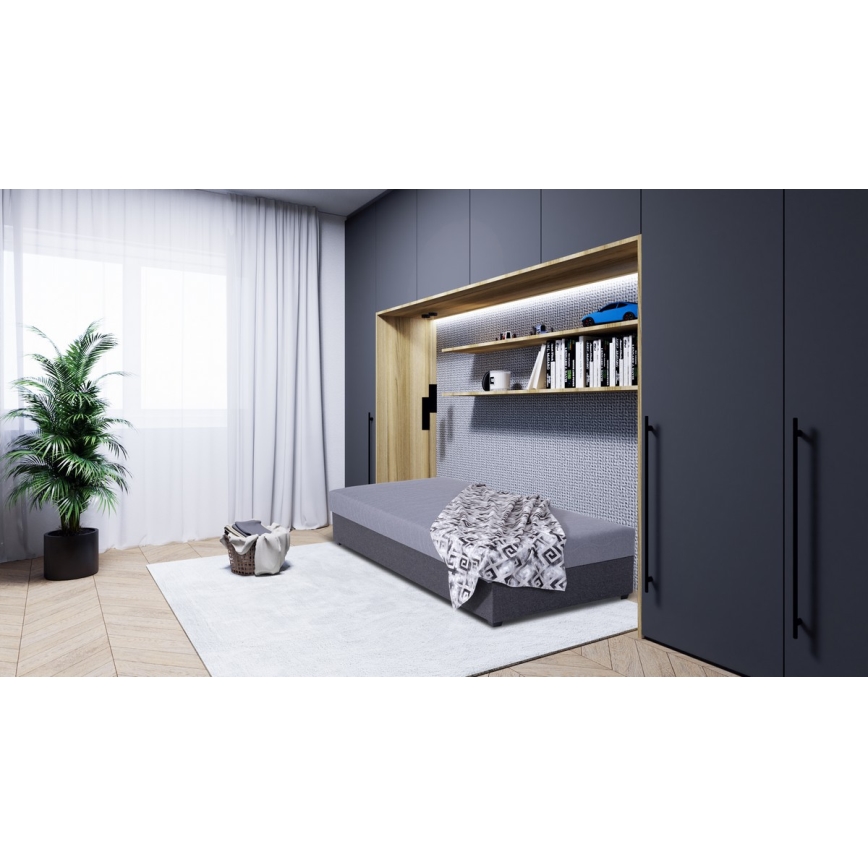Upphöjd bäddsoffa med förvaringsutrymme JACOB XL, maxvikt 130 kg, 90x200 cm, grå