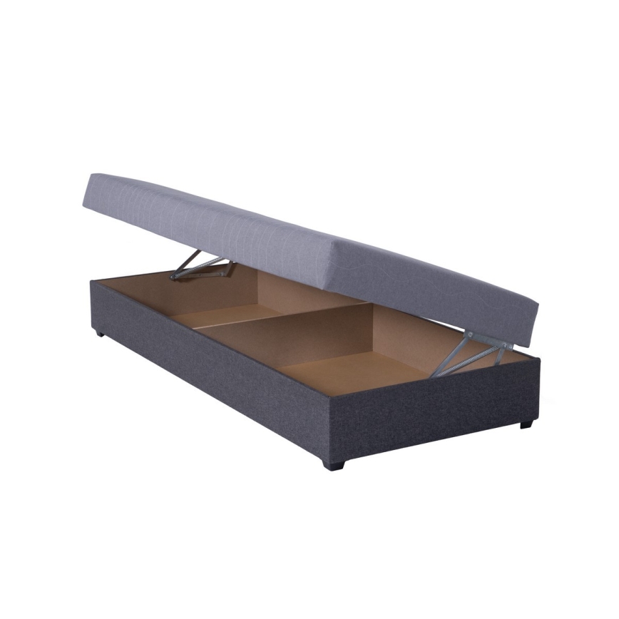 Upphöjd bäddsoffa med förvaringsutrymme JACOB XL, maxvikt 130 kg, 90x200 cm, grå