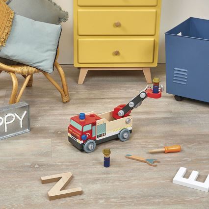 Janod - Byggset i trä BRICOKIDS brandbil