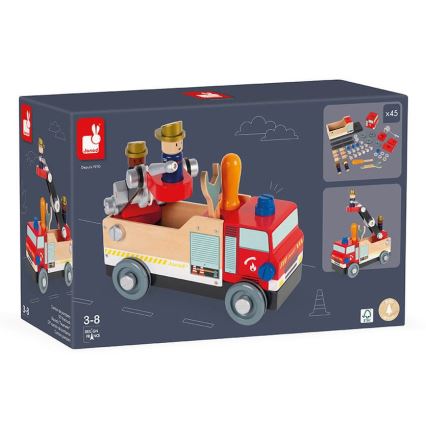 Janod - Byggset i trä BRICOKIDS brandbil