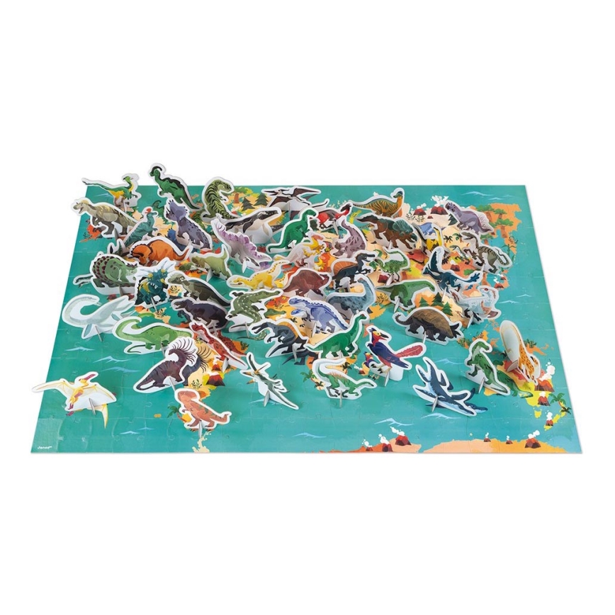 Janod - Children's educational puzzle 200 delar dinosaurier