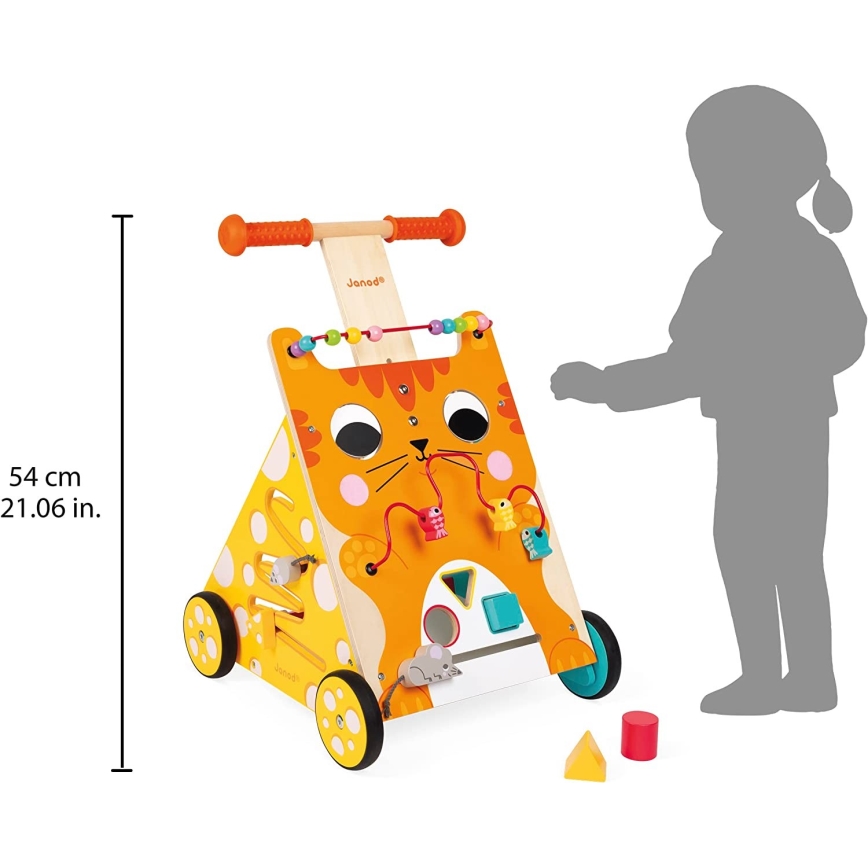 Janod - Lära-gå-stol med aktiviteter katt