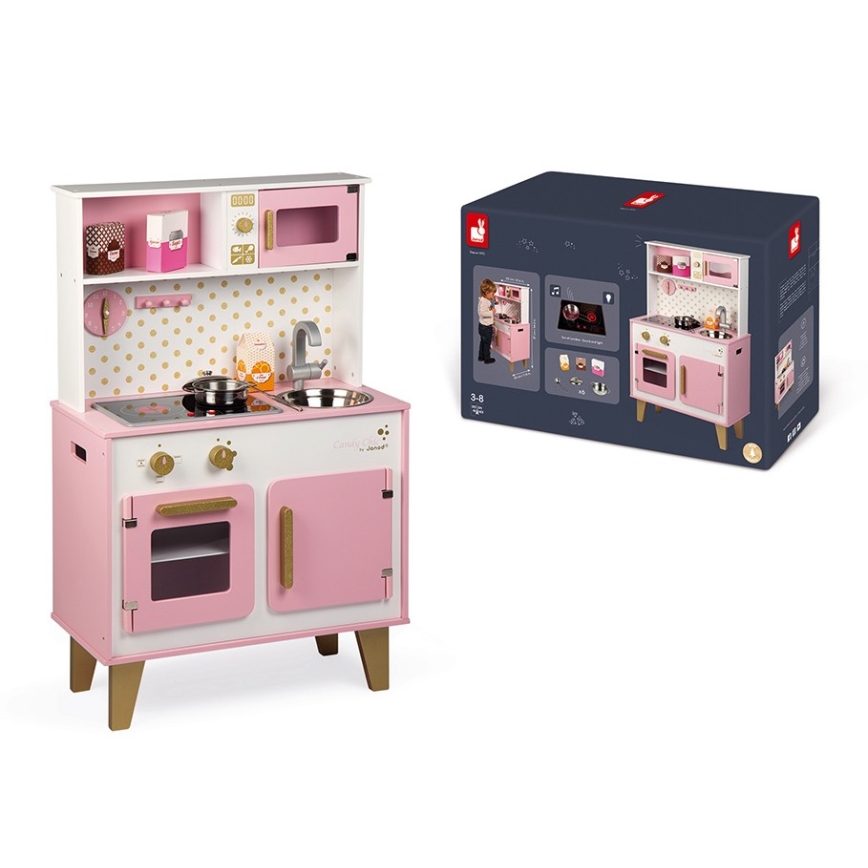 Janod - Träkök med LED-kokplattor CANDY CHIC