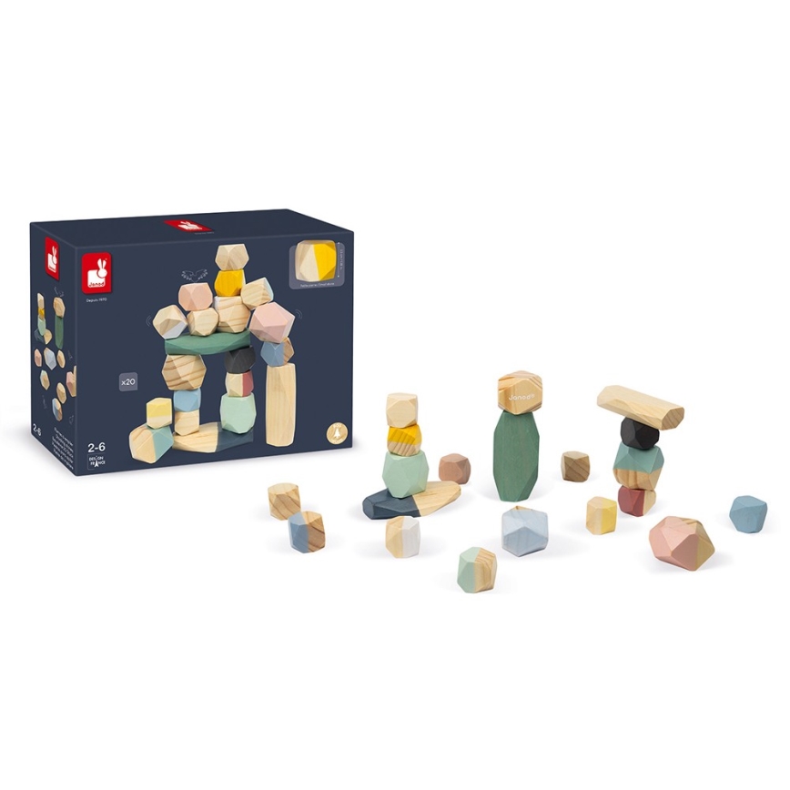 Janod - Wooden blocks SWEET COCOON 20 delar stones